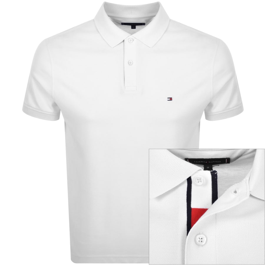 Tommy Hilfiger RWB Placket Polo Shirt Mens Size UK Large MW0MW31684 YBR White